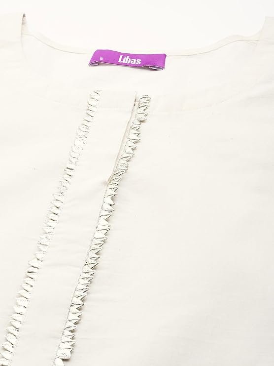 Libas Embroidered Cotton Straight Kurta With Palazzo and Dupatta - Image 6