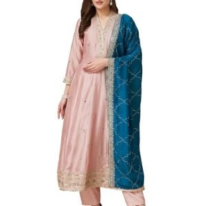 Women’s Silk Embroidery Anarkali Kurta Pant with Dupatta