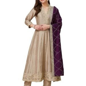 Women’s Silk Embroidery Anarkali Kurta Pant with Dupatta