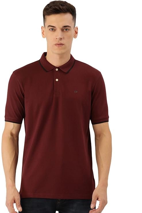 Peter England Men's Snug Fit Solid Polo T-Shirt with Coloured Collar Tipping| Cotton Rich| Premium Pique Weave - Image 2