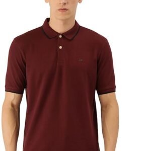 Peter England Men's Snug Fit Solid Polo T-Shirt with Coloured Collar Tipping| Cotton Rich| Premium Pique Weave