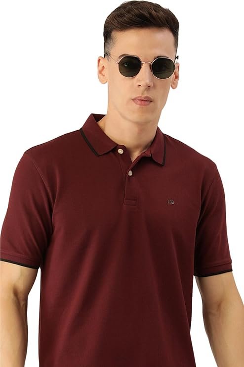 Peter England Men's Snug Fit Solid Polo T-Shirt with Coloured Collar Tipping| Cotton Rich| Premium Pique Weave - Image 5