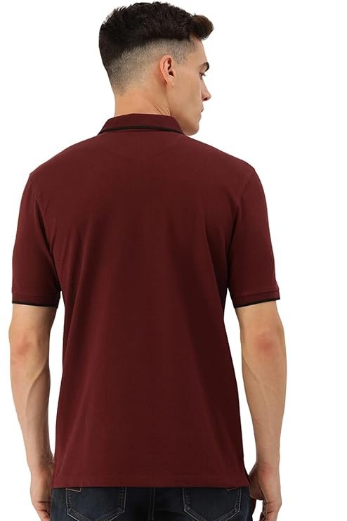 Peter England Men's Snug Fit Solid Polo T-Shirt with Coloured Collar Tipping| Cotton Rich| Premium Pique Weave - Image 4